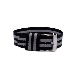 Uhrenarmband Nylon in Schwarz/Grau von Jelsdal - 20 mm - Ersatz-Armband - Picture 1 of 3
