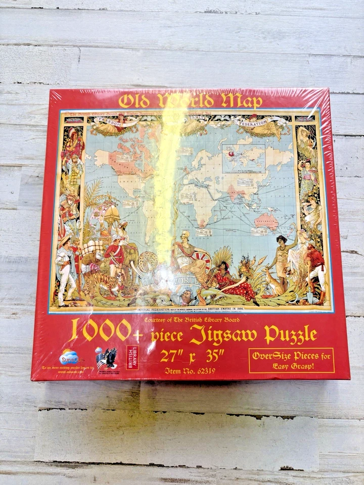 Sunsout NEW IN BOX Old World Map 1000+pc Jigsaw Puzzle by Antique Maps - Image 1 of 4