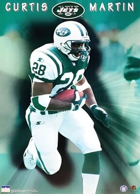 -Sealed- 2001 -CURTIS MARTIN- STARLINE 1011 New Jersey Jets NFL Football Poster - Image 1 of 2