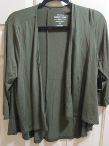 TORRID SUPER SOFT OLIVE OPEN FRONT FIT & FLARE CARDIGAN SIZE 00 (M/L- 10) NEW - Picture 1 of 4