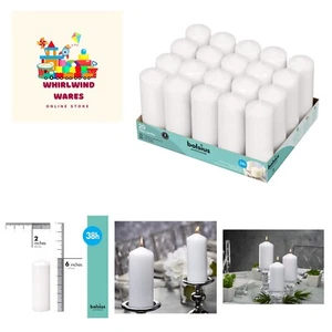 White Pillar Candles – 2x6 Unscented Candle Set of 20 – Dripless, Smokeless, ... - Picture 1 of 9