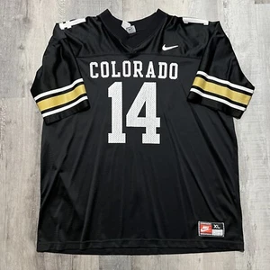 VTG Nike Team Colorado Buffaloes 90s Black Mesh CU Buffs #14 College Jersey XL - Picture 1 of 5