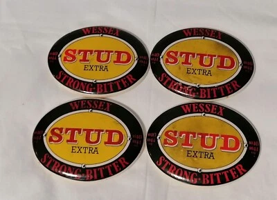 4 Vintage Wessex Brewery  STUD Ceramic Keg Tap Badges Breweriana Home Bar - Image 1 of 4