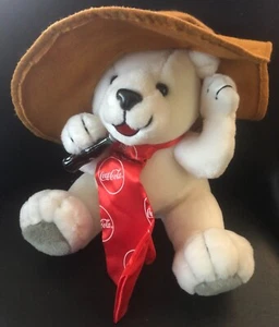 Rare Coca-Cola White Polar Bear Floppy Cap Light Sound Stuffed Animal 1999 - Picture 1 of 4