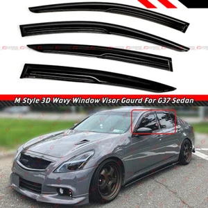 FOR 07-15 INFINITI G35 G37 SEDAN JDM MUG STYLE 3D WAVY WINDOW VISOR RAIN GUARDS - Foto 1 di 4