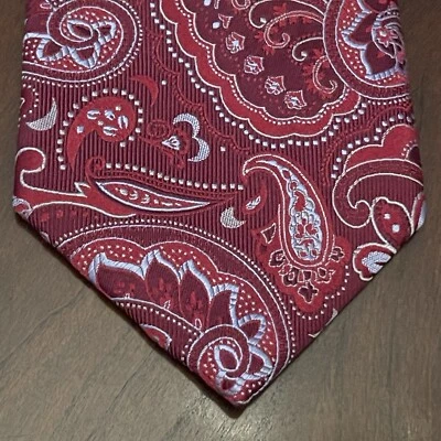 Corbata Tasso Ella roja borgoña hecha a mano 100 % seda para hombre hecha en China Foto 1 de 4