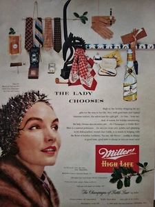 1952 Miller High life beer bottle the lady chooses vintage Ad - Picture 1 of 1
