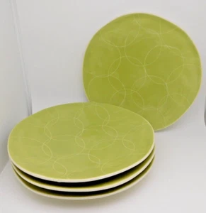 Pier 1 (juego de 4) Platos de almuerzo/ensalada verde cerchi de 9" - pintados a mano/barrenda - Imagen 1 de 4