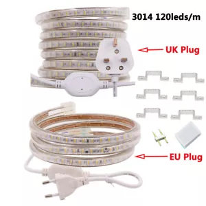 LED Strip 220V 240V Waterproof 3014 120led SMD Rope Garden Decking Kitchen Light - Picture 1 of 12