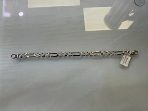 14K White Gold Plated Silver Linked Bracelet For Men - 8" - Picture 1 of 4