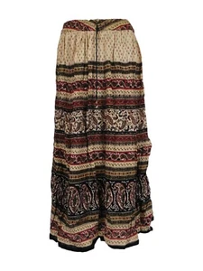 Ladies Full Length Indian Rayon Classic Floral Paisley Print Crinkle Skirt - Picture 1 of 3