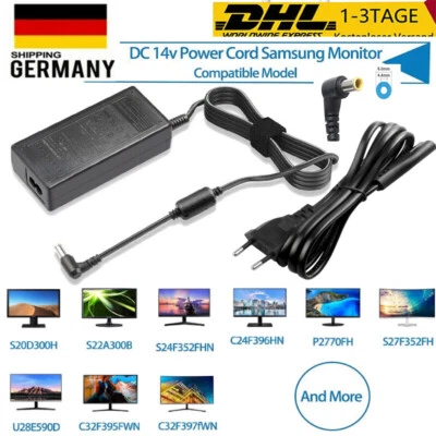 14V 3A Ladekabel Netzteil Für Samsung TV/LCD Monitor Ladegerät S22C300H S27B350H - Bild 1 von 4