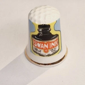Collectors Thimble - "Swan Ink" - Bone China - #64 - Picture 1 of 4