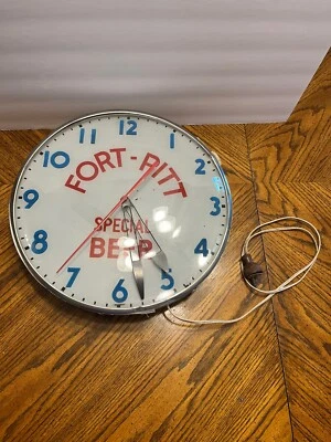 Reloj Publicitario Cerveza Especial Fort Pitt Vintage Años 50 Hecho en EE. UU. Funciona Iluminado Foto 1 de 4