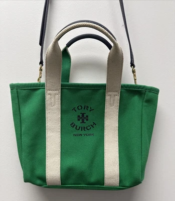 Tory Burch Green Canvas Mini Tote Crossbody Bag New Open Box - Image 1 of 4