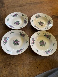 Posten 11 Homer Laughlin Eierschale Georgian Nosegay Rimmeed Suppenschüsseln Veilchen - Bild 1 von 10