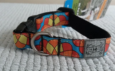 RC Pet Products Clip Dog Collar XSmall 5/8 wide 7”-9” Stained Glass Orange Blue - Image 1 of 3