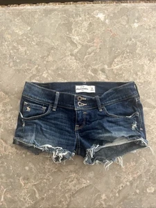 Abercrombie Kids Girls Size 14 Slim Jean Shorts Denim Cut Off Stretch Blue - Picture 1 of 6