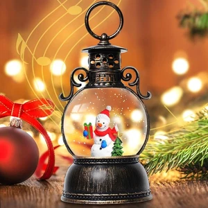 🌟 Lanterna di Neve Natalizia Musicale - 8 Canzoni, Glitter Vorticanti, Timer 6H, Batt - Foto 1 di 5