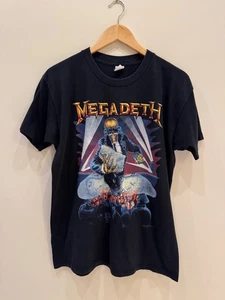 Vintage 1990 Megadeath Rust in Peace Berlin Wall Black Tour Shirt L - Picture 1 of 7