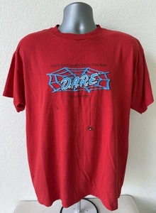 VTG Y2K DARE T-Shirt Men’s XL Rare Red Spider Web “Don’t Get Caught In Web” - Picture 1 of 11