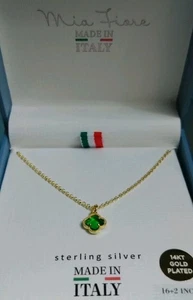 Mia Fiore Grünklee Halskette 14kt vergoldet Sterlingsilber 16+2 Zoll (Neu im Karton) - Bild 1 von 3