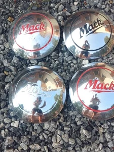 Set Of Four Genuine Mack Truck Hubcaps Wheel Covers Hub Caps Vintage - Picture 1 of 9