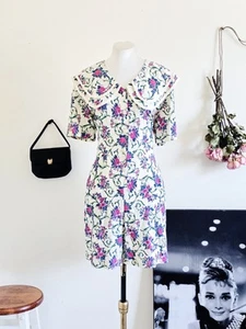 Rampage Vintage 80s 90s Cream White Floral Romper Cottage S M - Picture 1 of 8