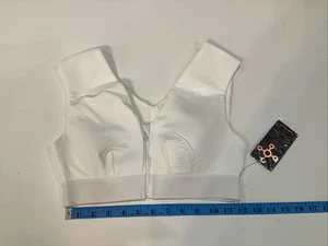 Tommie Copper Shoulder Support Bra, Front Zipper & Hook, Small, White - Picture 1 of 7