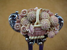 (CHL57-4) Flower basket PINK cameo hair pin pick stick accessory HAIRPIN floral