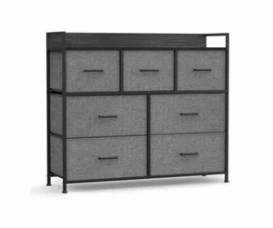 Rustic 7 Drawer Fabric Chest of Drawers with Metal Frame for Bedroom - Picture 1 of 15
