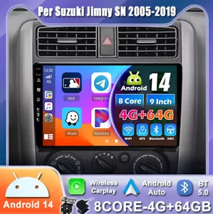 9'' Per Suzuki Jimny SN 2005-2019 Autoradio Android 14 Car Play GPS DAB 4GB+64GB - Foto 1 di 18