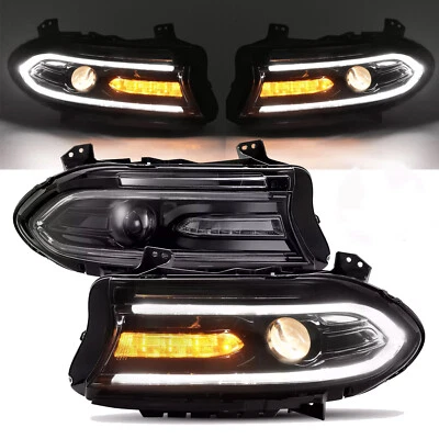 Vland Projector Headlight For 2015-2022 Dodge Charger Halogen Headlamp W/LED DRL - Image 1 of 4