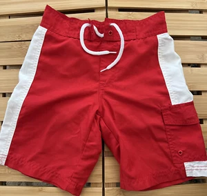 Gymboree Boys Size 5 Swim Shorts Trunks Red White - Picture 1 of 6