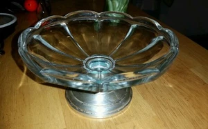 Vintage Sterling Silber gewichtetes Glas Sockel Verzicht Bonboniere - Bild 1 von 7