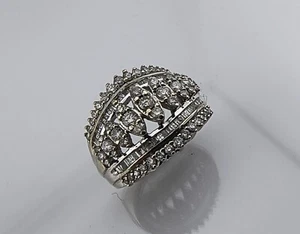 Damenring 10 Karat Weißgold echter Diamant breiter Band Größe 5 - 5,0 Gramm - Bild 1 von 5