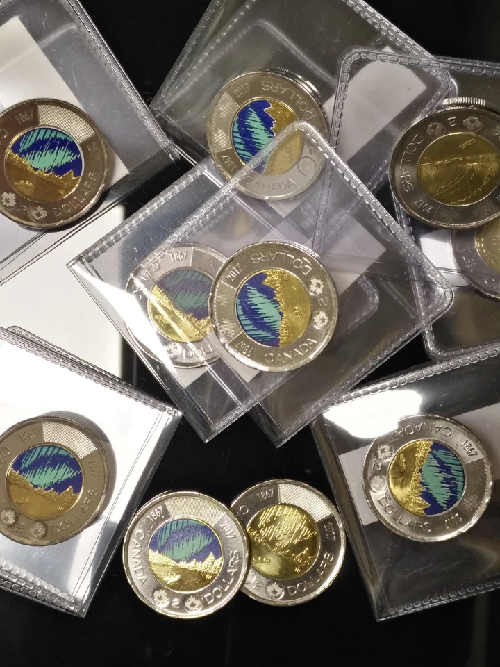 DANCE OF THE SPIRITS-2017 Canada $2 Toonies 2 Coin Color & NonColor GUNC Lot#798 - Image 1 of 4