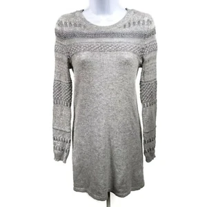 H&M Gray Metallic Detail Knit Long Sleeve Tunic Sweater Dress Womens XS - Picture 1 of 6