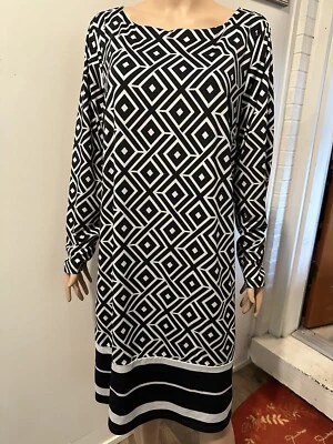 inc international concepts Woman Long Sleeve Dress Black/ White Size 1X Lined - Image 1 of 4