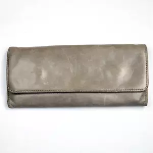 HOBO International Sadie Portafoglio Trifold Pelle Taupe Pochette B/N Tessuto Interno - Foto 1 di 11