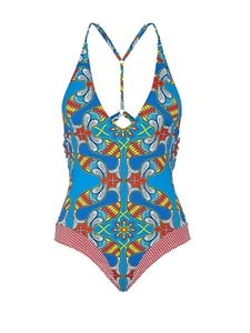 Neu mit Etikett Paolita Damen Indus bunter Einteiler Badeanzug Größe M/32D/34C/36B - Bild 1 von 11
