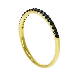 Diamond Stacking Ring Round Fancy Black Wedding Band Treated 14K Gold 0.20 Carat - Picture 1 of 4