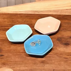 3 Retro Style Hexagonal Trinket Tray w/ 2 Rings Included - Picture 1 of 5