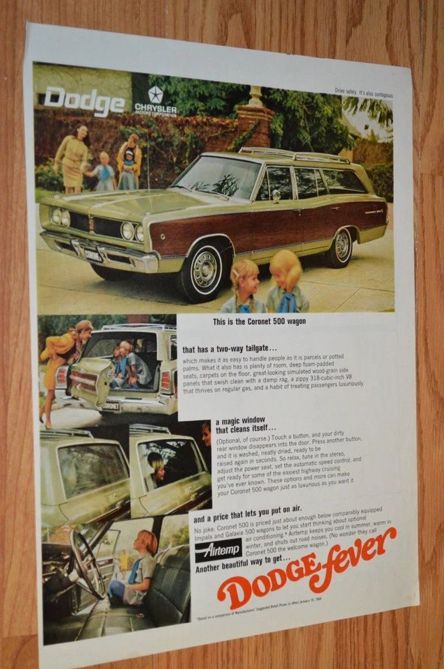 Dodge Coronet 500 Wagon 1968 original gran anuncio vintage 68 Mopar Foto 1 de 1