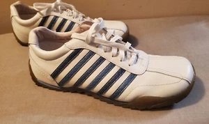 Steve Madden White w/Blue Stripes Leather Casual Shoes Men’s Size 10.5 Pre-owned - Picture 1 of 9