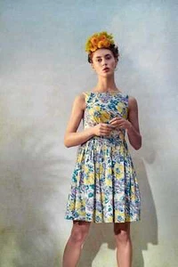 Emily and Fin Yellow Sketchy Floral Abigail Dress - Picture 1 of 6