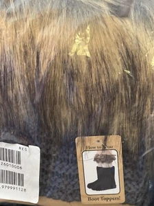 Bearpaw Kunstfell Stiefel Topper grau Strick mit taupe braun gemischt V realistisch 1 PR - Bild 1 von 10