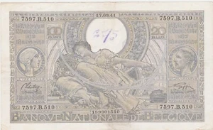 BELGIUM 100 FRANCS 20 BELGAS 17.09.1941 F - Picture 1 of 2