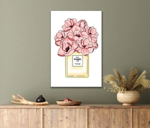 Drawing Of Bottle of Perfume with Flowers 40x60cm Canvas or Metal Print Wall Art - Bild 1 von 4