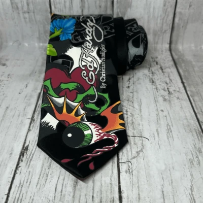 Corbata de colección Ed Hardy por Christian Audigier para hombre 60 x3,5 globo ocular floral corbata para cuello Foto 1 de 4